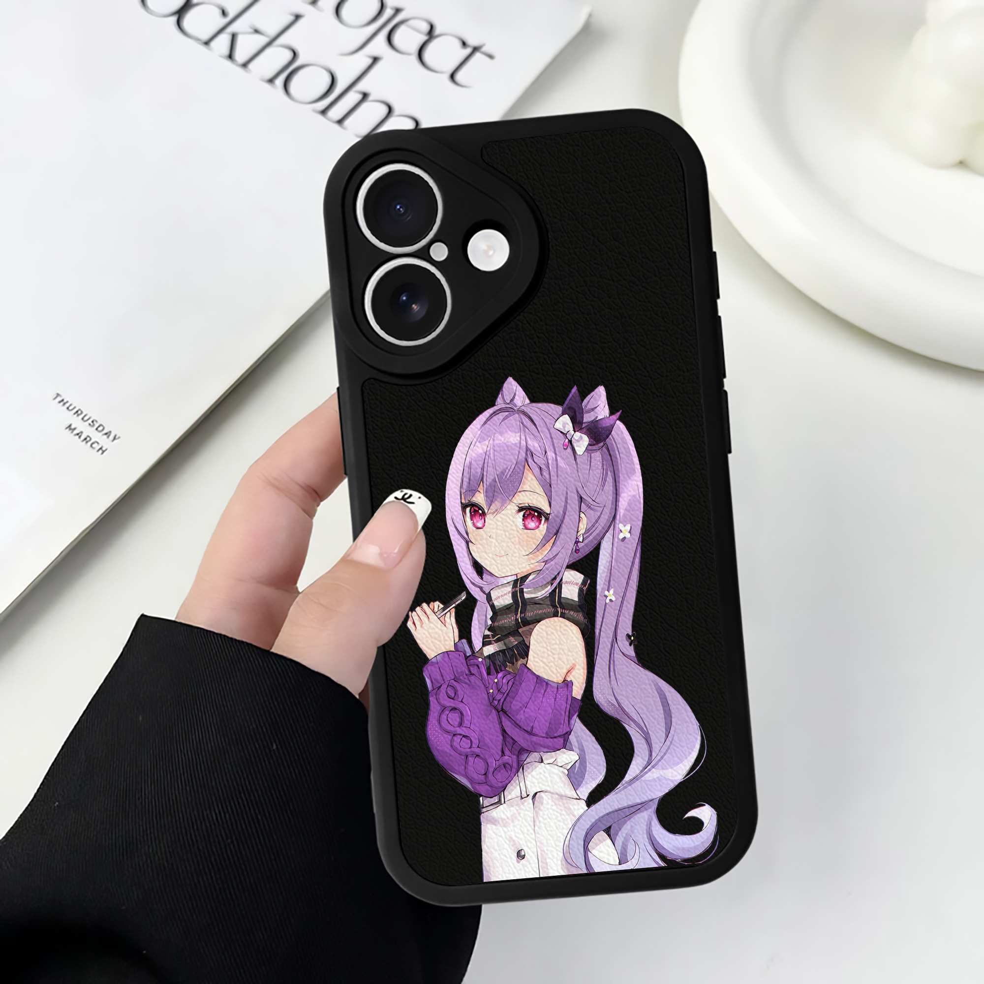 げんし神 刻晴 こくせい genshin Kokusei 【iPhone 16シリーズ対応】シリコンスマホケース（レザー調） 材質：シリコン